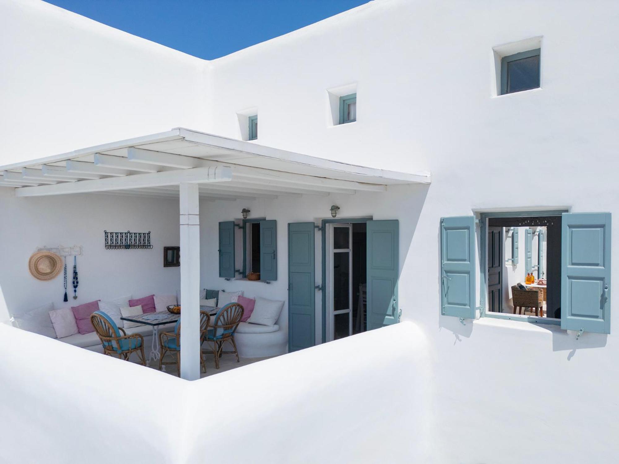 Mykonian Style W Shared Pool Houses & Nighttime Security Guard 오르노스 외부 사진
